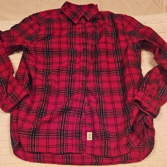 Roots Tops - Roots Plaid Button Down Shirt - Red and Black